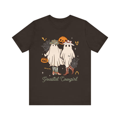 Ghostal Coastal Cowgirl T-Shirt, Western Ghost Halloween Tee, Spooky Cute Rodeo Shirt