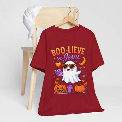 Boo-lieve in Jesus Shirt – Pastel Ghost Funny Christian Halloween Faith Tee