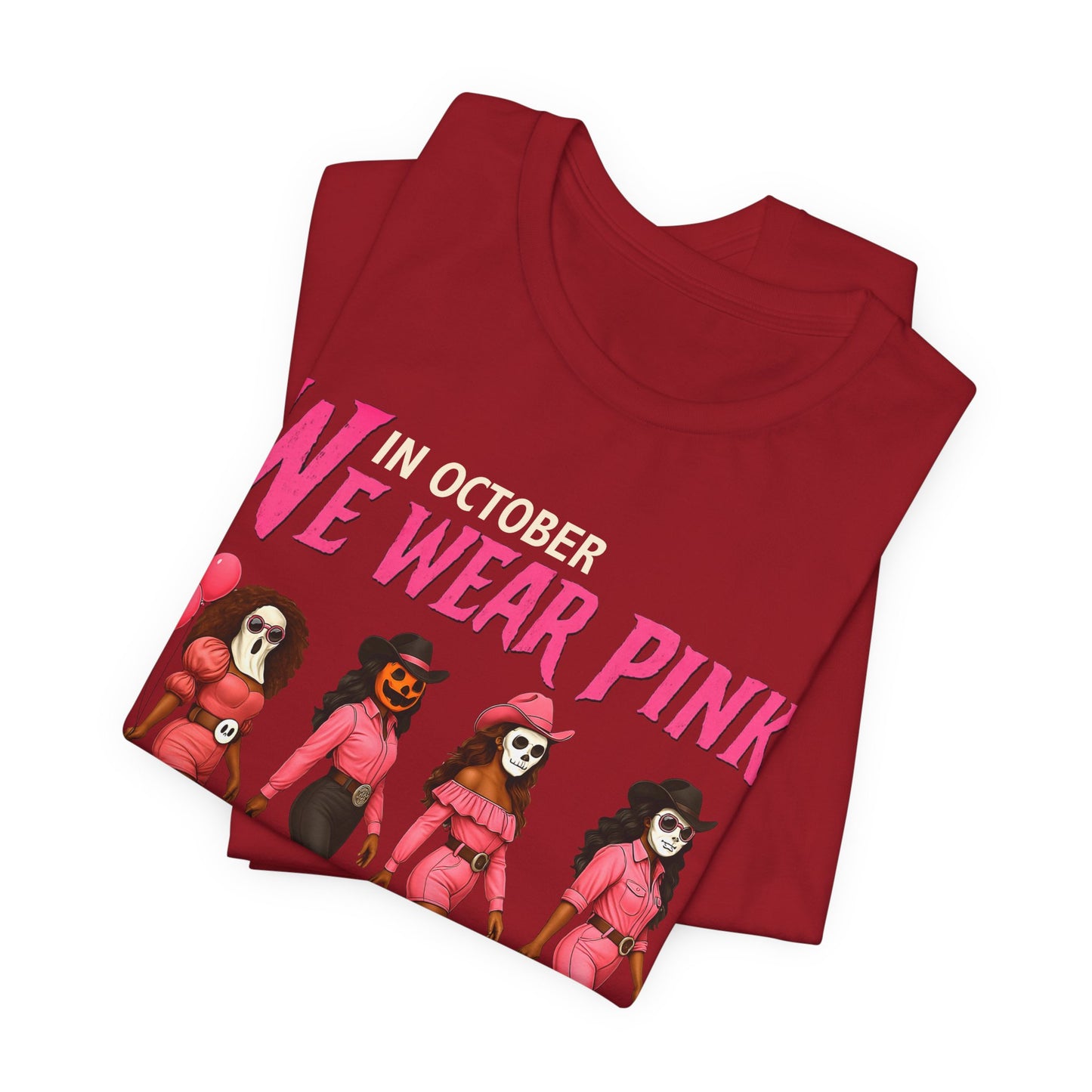 In October We Wear Pink Shirt – Spooky Cowgirl Western Halloween Tee