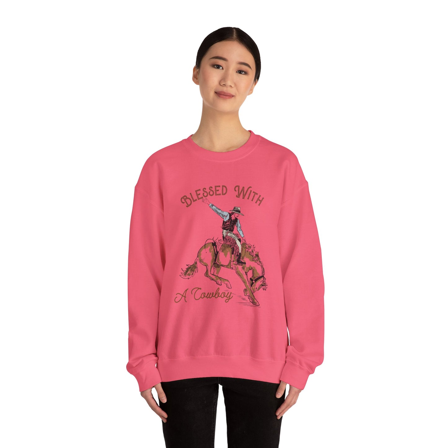 Blessed with a Cowboy Sweatshirt – Retro Christian Western Rodeo Pullover