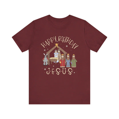 Nativity Happy Birthday Jesus Shirt – Christian Faith-Filled Christmas Tee