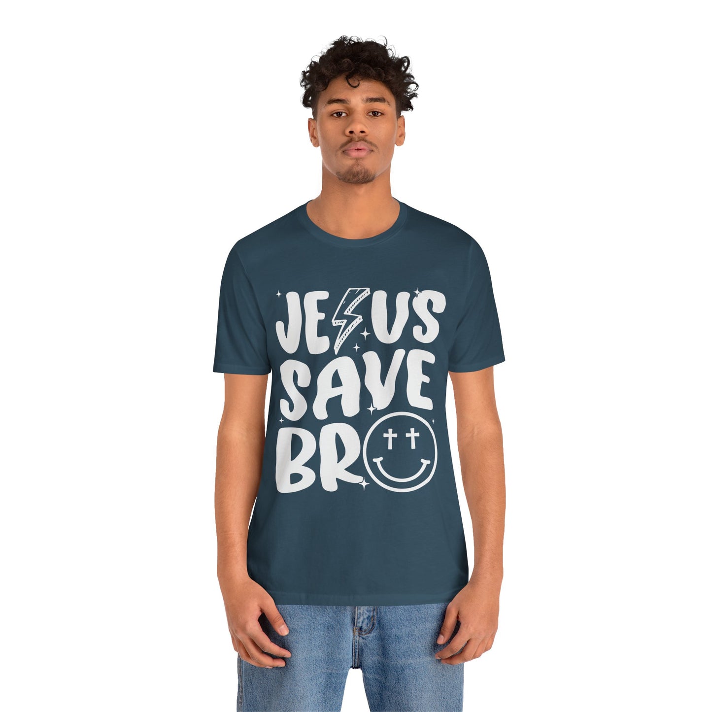 Jesus Saves Bro Shirt – Funny Retro Christian Cross Christmas Faith Tee