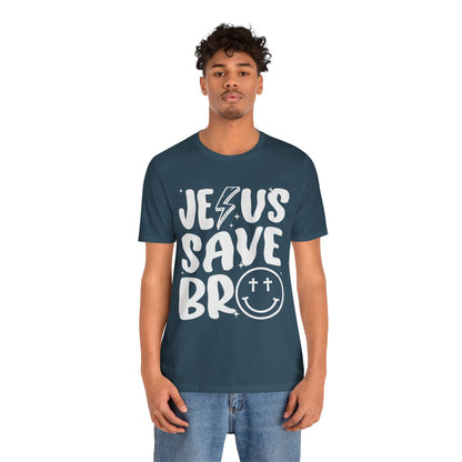 Jesus Saves Bro Shirt – Funny Retro Christian Cross Christmas Faith Tee