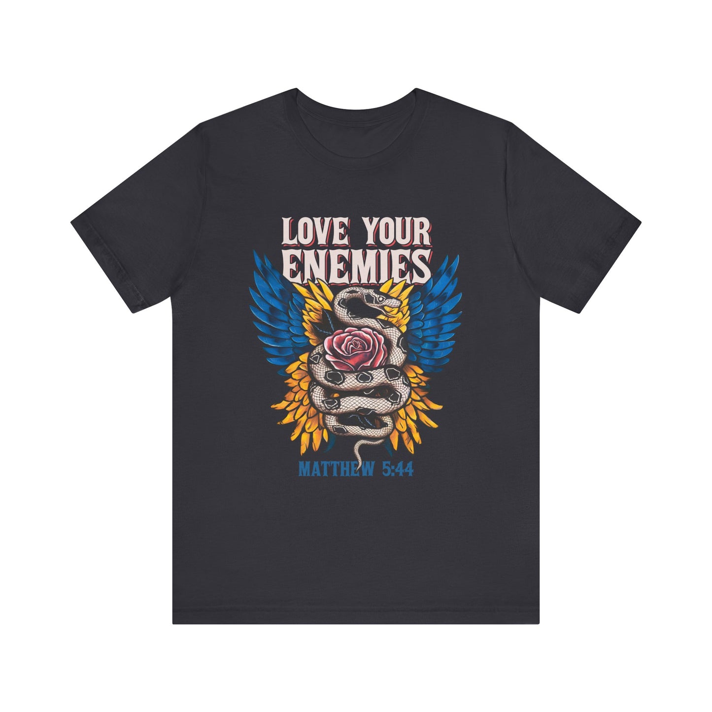 Love Your Enemies Shirt – Christian Matthew 5:44 Angel Wings Scripture Faith Tee