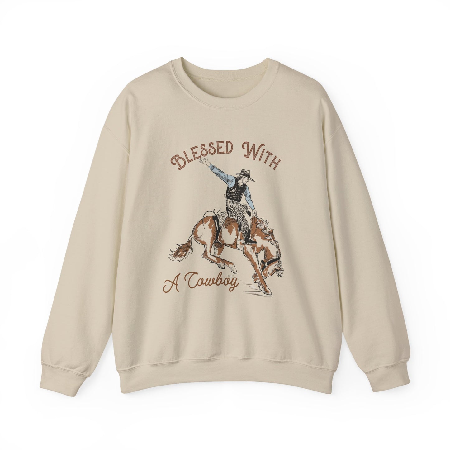 Blessed with a Cowboy Sweatshirt – Retro Christian Western Rodeo Pullover