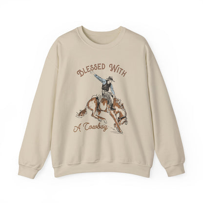 Blessed with a Cowboy Sweatshirt – Retro Christian Western Rodeo Pullover