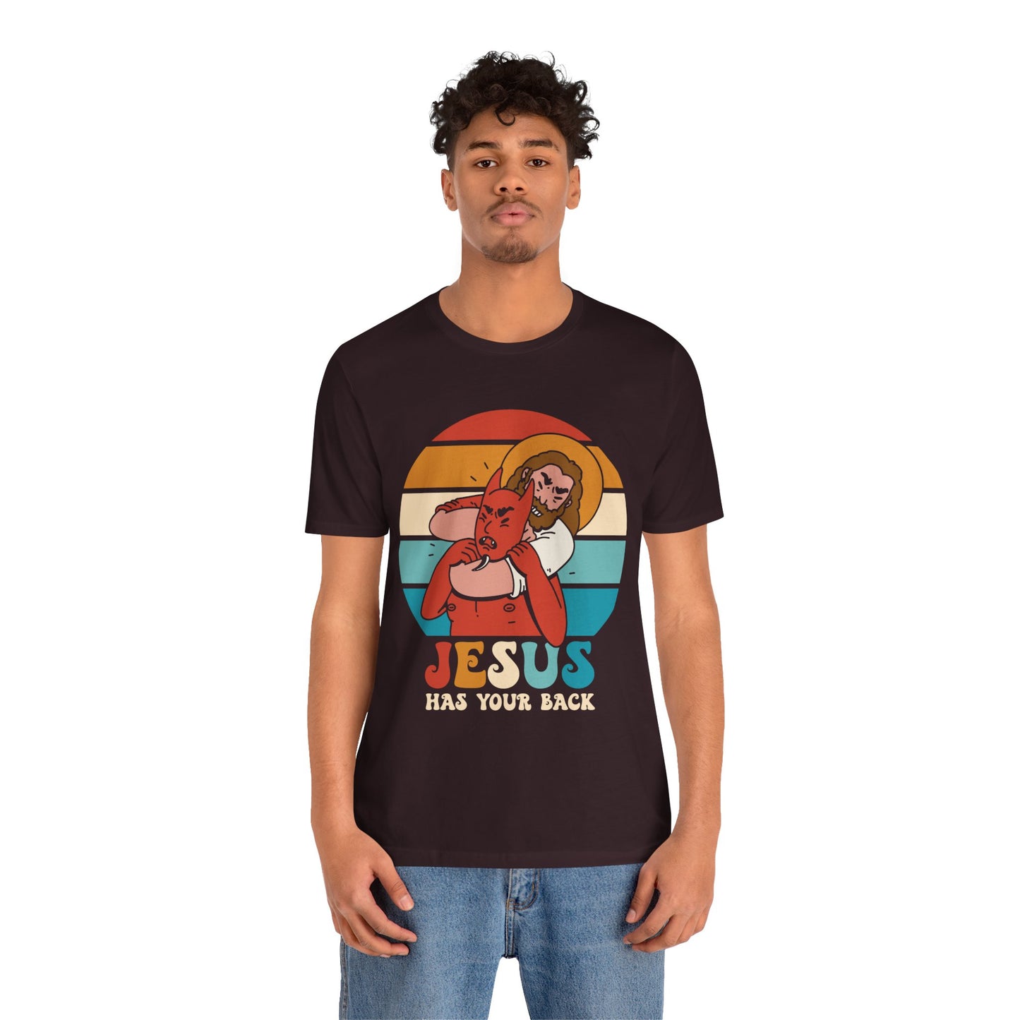 Hey Devil Jesus Has Your Back T-Shirt, Funny Christian Retro Halloween Tee