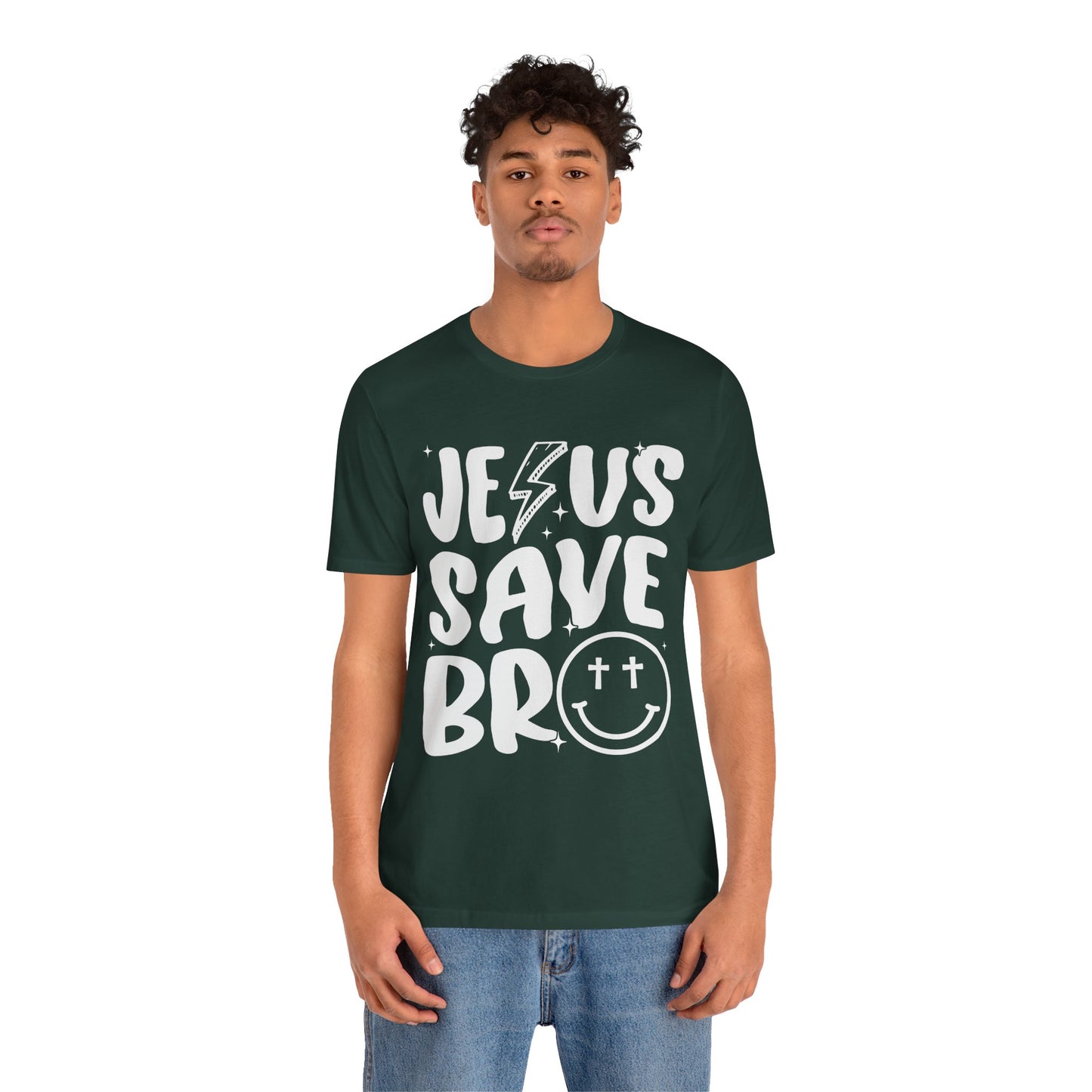 Jesus Saves Bro Shirt – Funny Retro Christian Cross Christmas Faith Tee