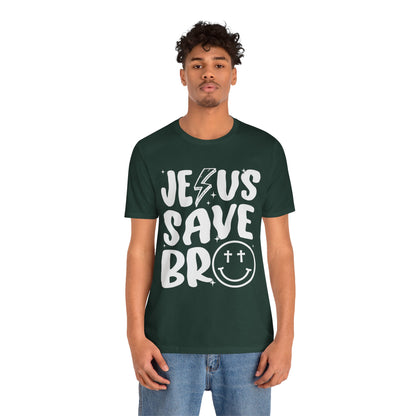 Jesus Saves Bro Shirt – Funny Retro Christian Cross Christmas Faith Tee