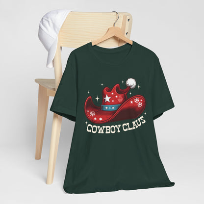 Cowboy Claus Christmas Shirt – Western Santa Hat Funny Cowboy Holiday Tee