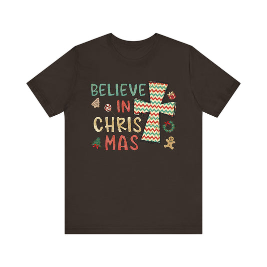 Believe in Christ-Mas Shirt – Retro Christian Jesus Vintage Holiday Faith Tee