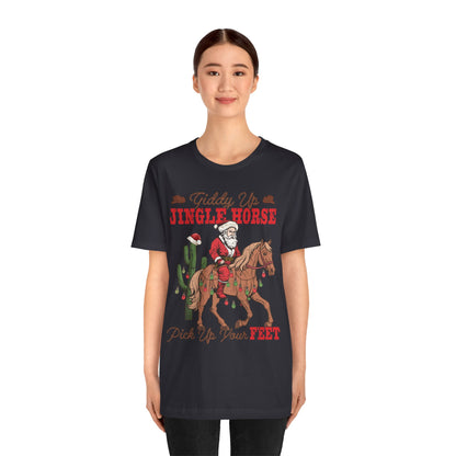 Giddy Up Jingle Horse Shirt – Retro Howdy Christmas Western Cowboy Holiday Tee