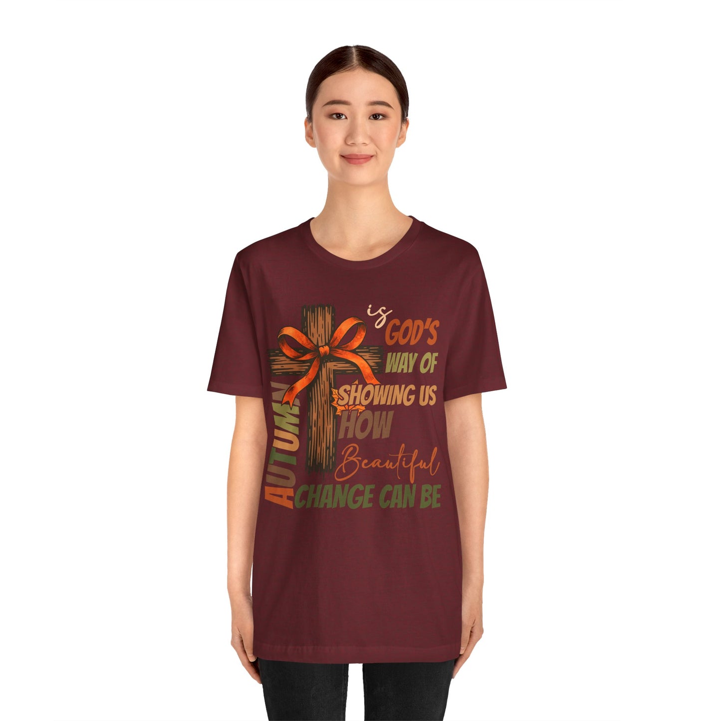 Autumn Is God’s Way Shirt – Coquette Bow Christian Cross Fall Thanksgiving Tee