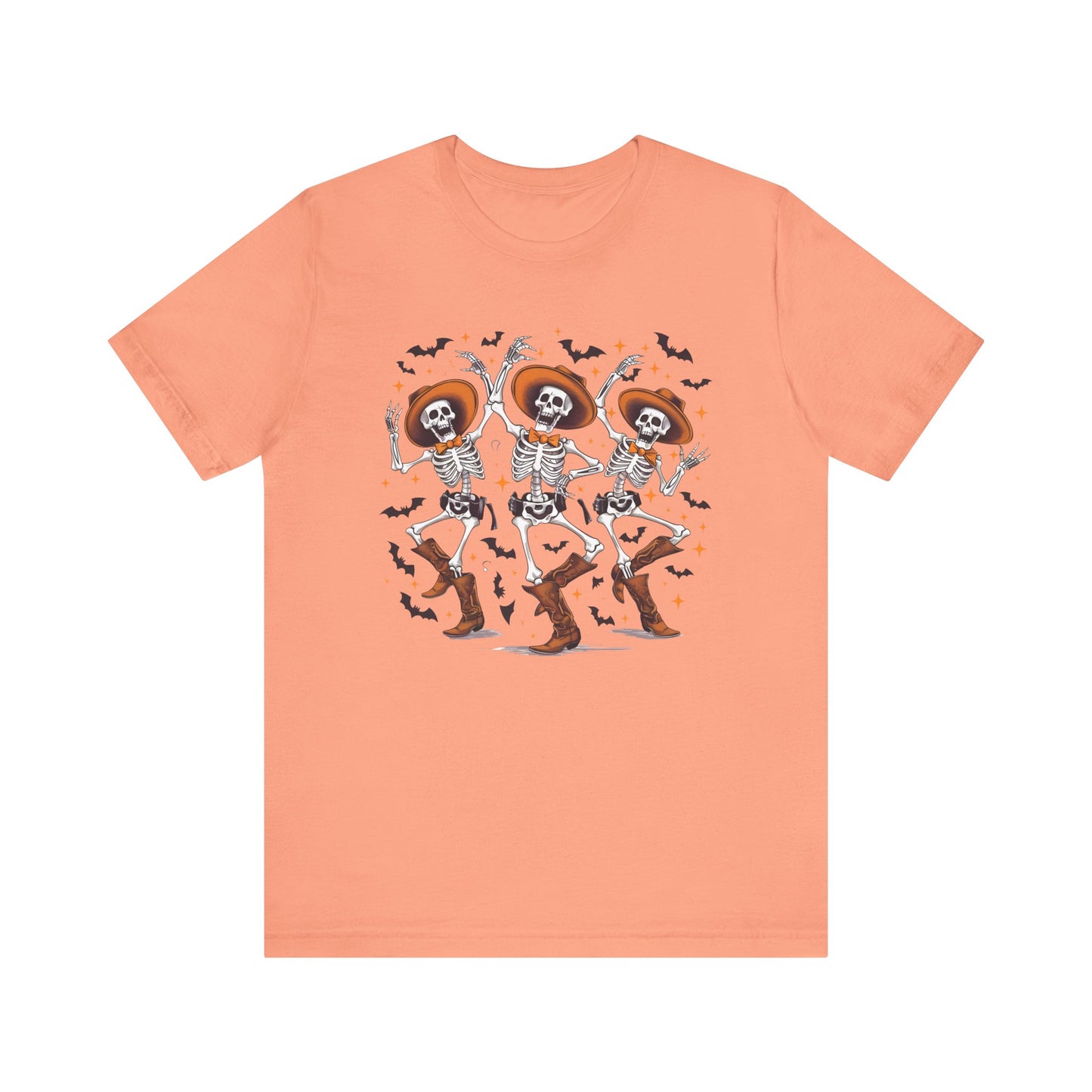 Dancing Skeleton Cowboy Western Rodeo Halloween Spooky Vibes T-Shirt