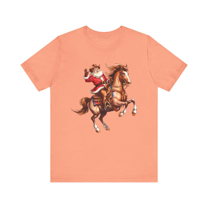 Cowboy Santa on Bucking Horse Shirt – Funny Western Rodeo Christmas Tee