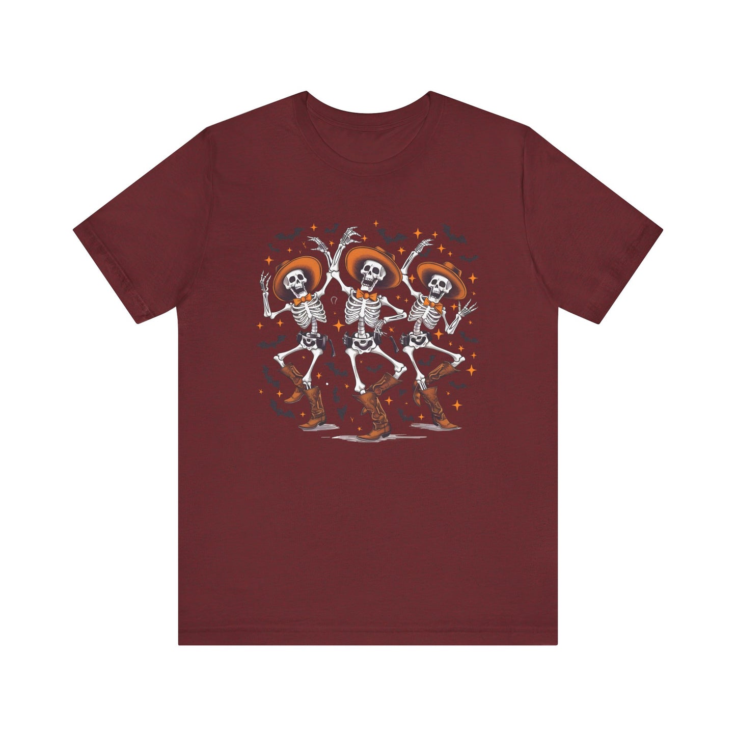 Dancing Skeleton Cowboy Western Rodeo Halloween Spooky Vibes T-Shirt