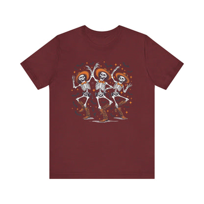Dancing Skeleton Cowboy Western Rodeo Halloween Spooky Vibes T-Shirt