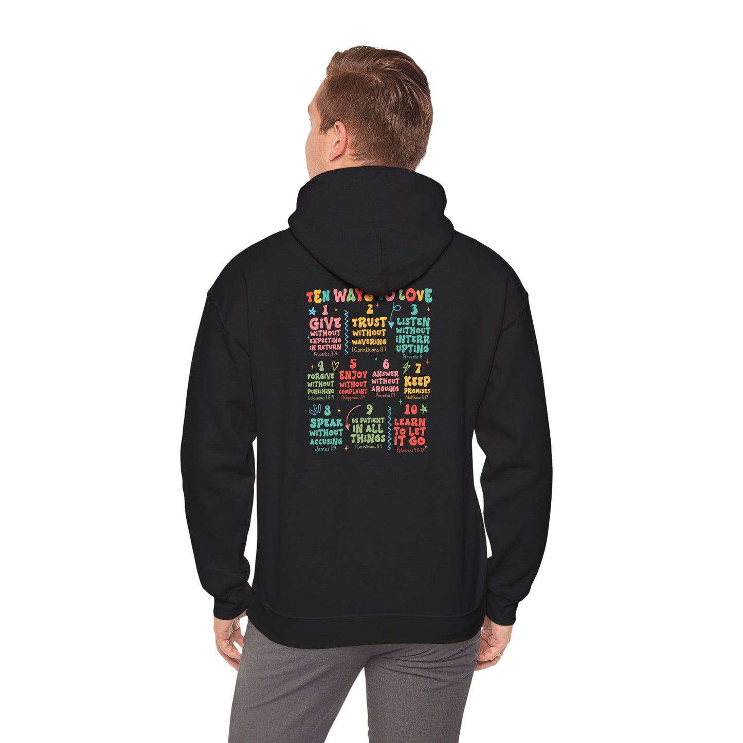 Ten Ways to Love Hoodie – Bible Verse Christian Jesus Retro Faith Pullover