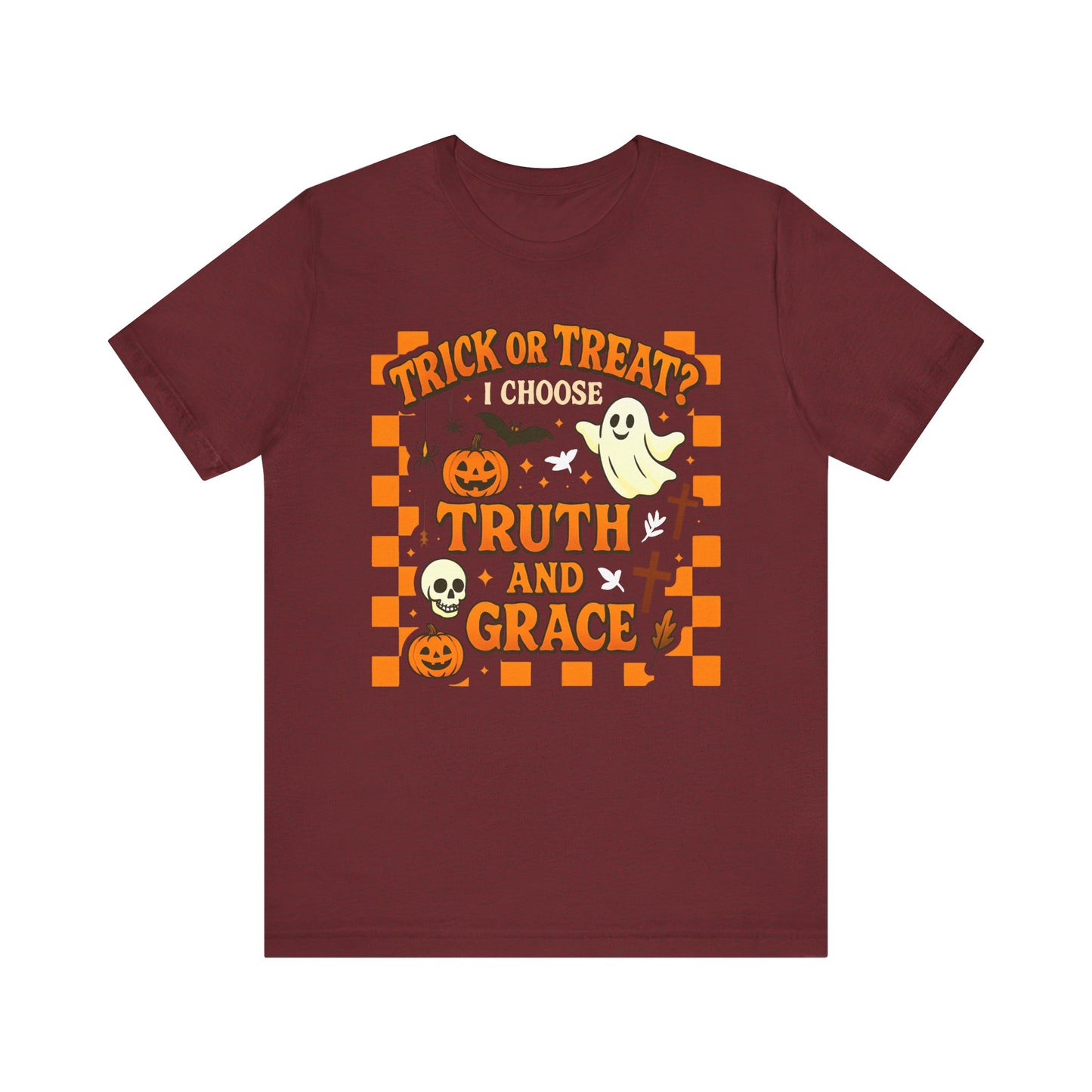 Trick or Treat I Choose Truth and Grace Shirt – Christian Halloween Faith Tee