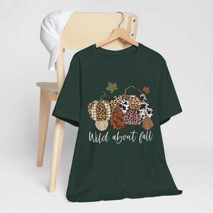 Wild About Fall Shirt – Pumpkin Leopard Plaid Autumn Thanksgiving Tee