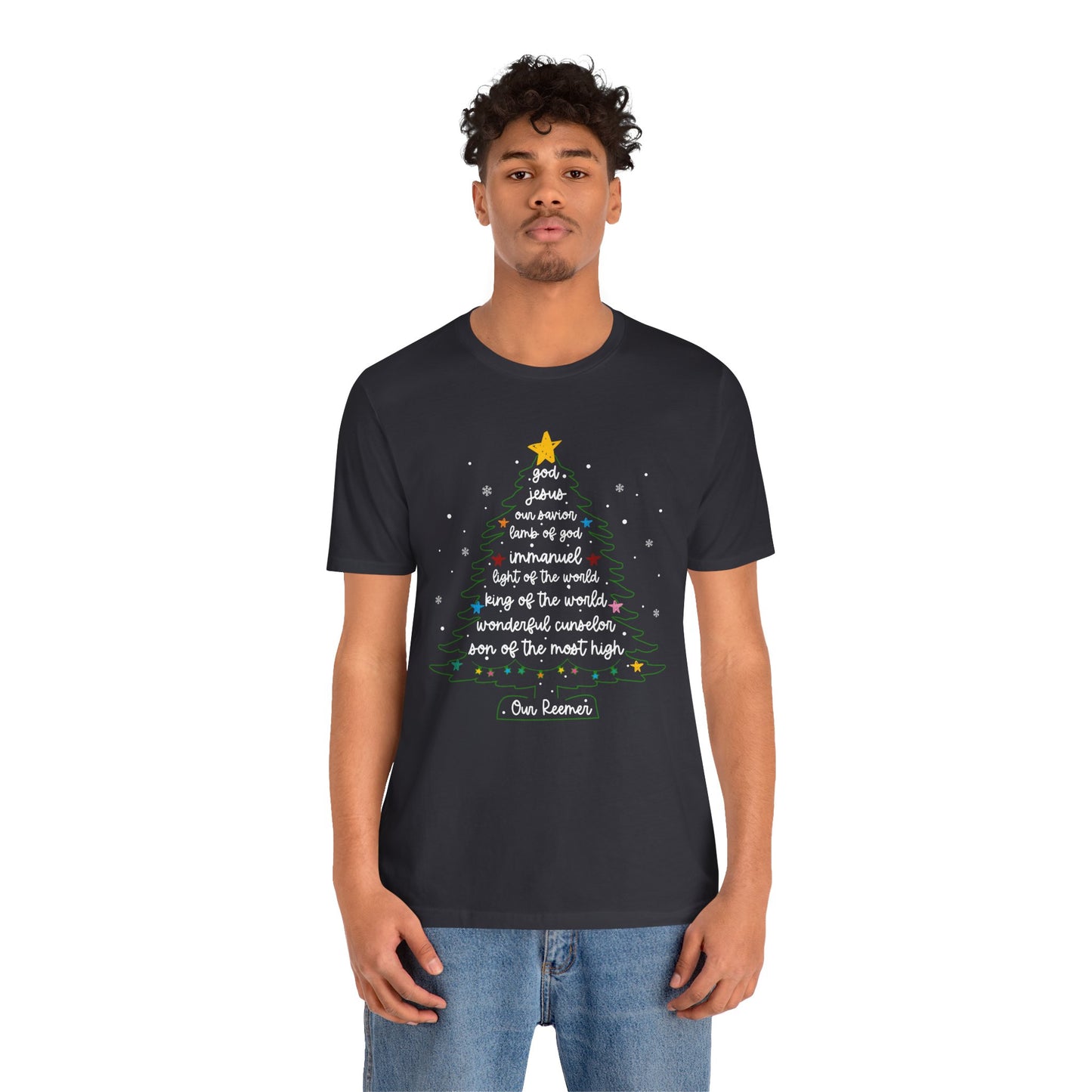 Christian Christmas Tree Sayings Shirt – God Jesus Savior Faith Holiday Tee