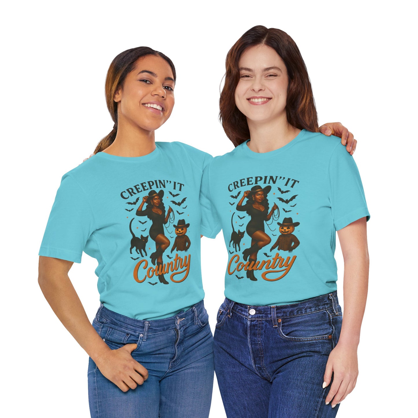 Creepin’ It Country Shirt – Spooky Cowgirl Pumpkin Western Halloween Tee