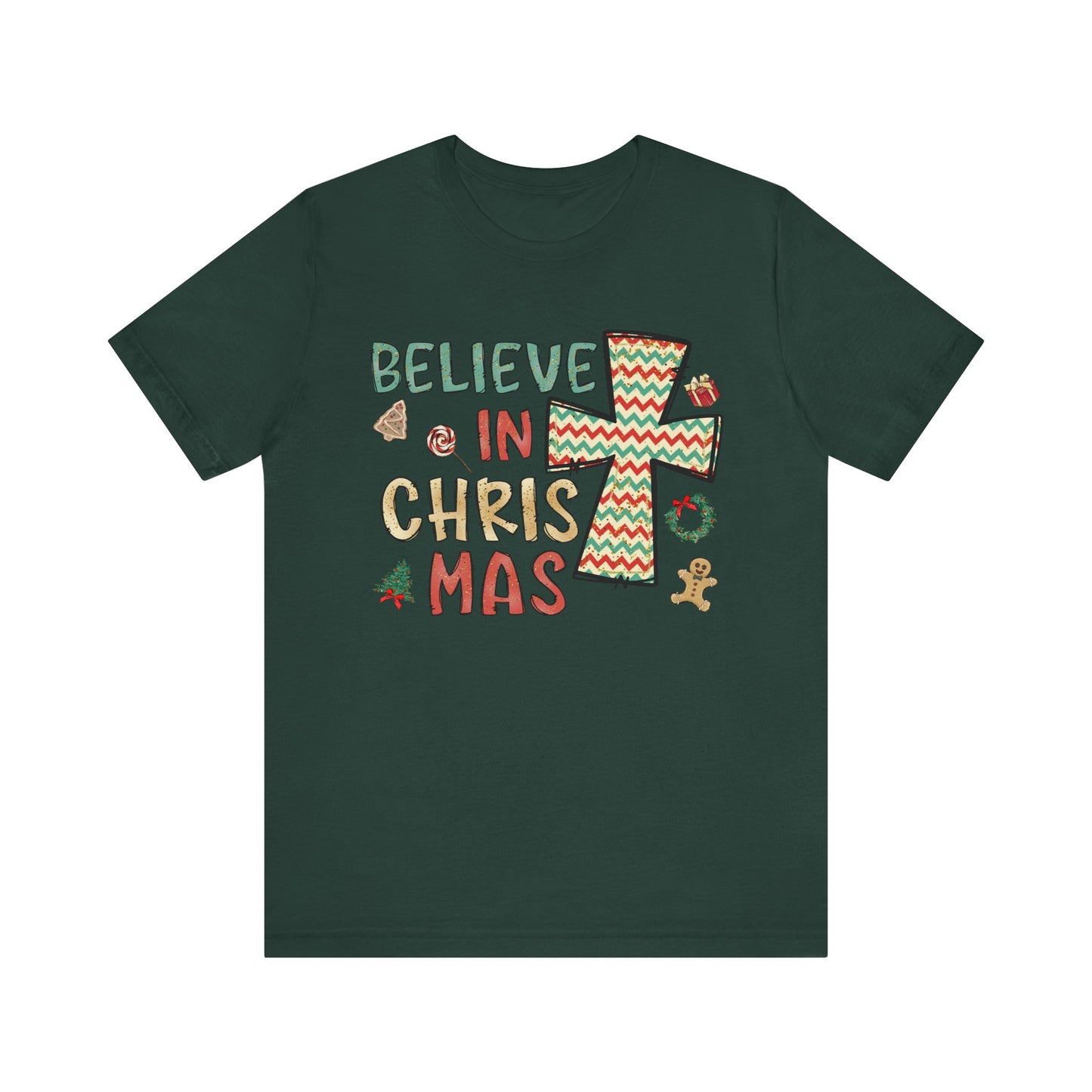 Believe in Christ-Mas Shirt – Retro Christian Jesus Vintage Holiday Faith Tee