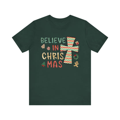 Believe in Christ-Mas Shirt – Retro Christian Jesus Vintage Holiday Faith Tee