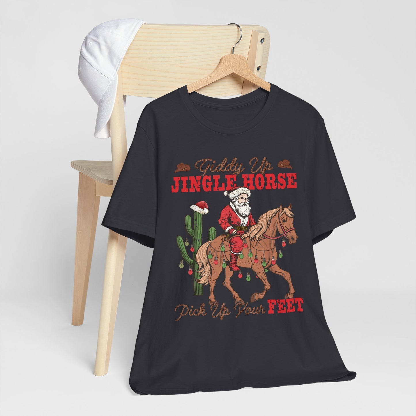 Giddy Up Jingle Horse Shirt – Retro Howdy Christmas Western Cowboy Holiday Tee
