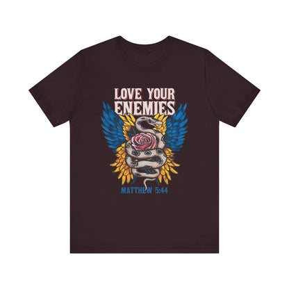 Love Your Enemies Shirt – Christian Matthew 5:44 Angel Wings Scripture Faith Tee