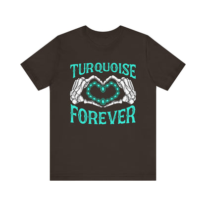 Western Turquoise Forever Shirt – Gemstone Skeleton Hand Heart Rodeo Tee