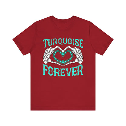 Western Turquoise Forever Shirt – Gemstone Skeleton Hand Heart Rodeo Tee