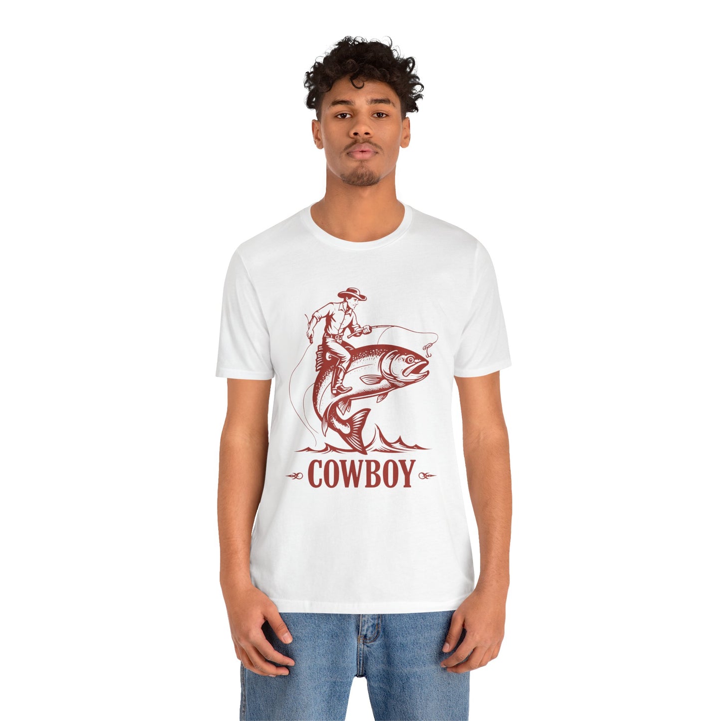 Cowboy Riding a Giant Fish Shirt – Vintage Western Fishing Rodeo Tee