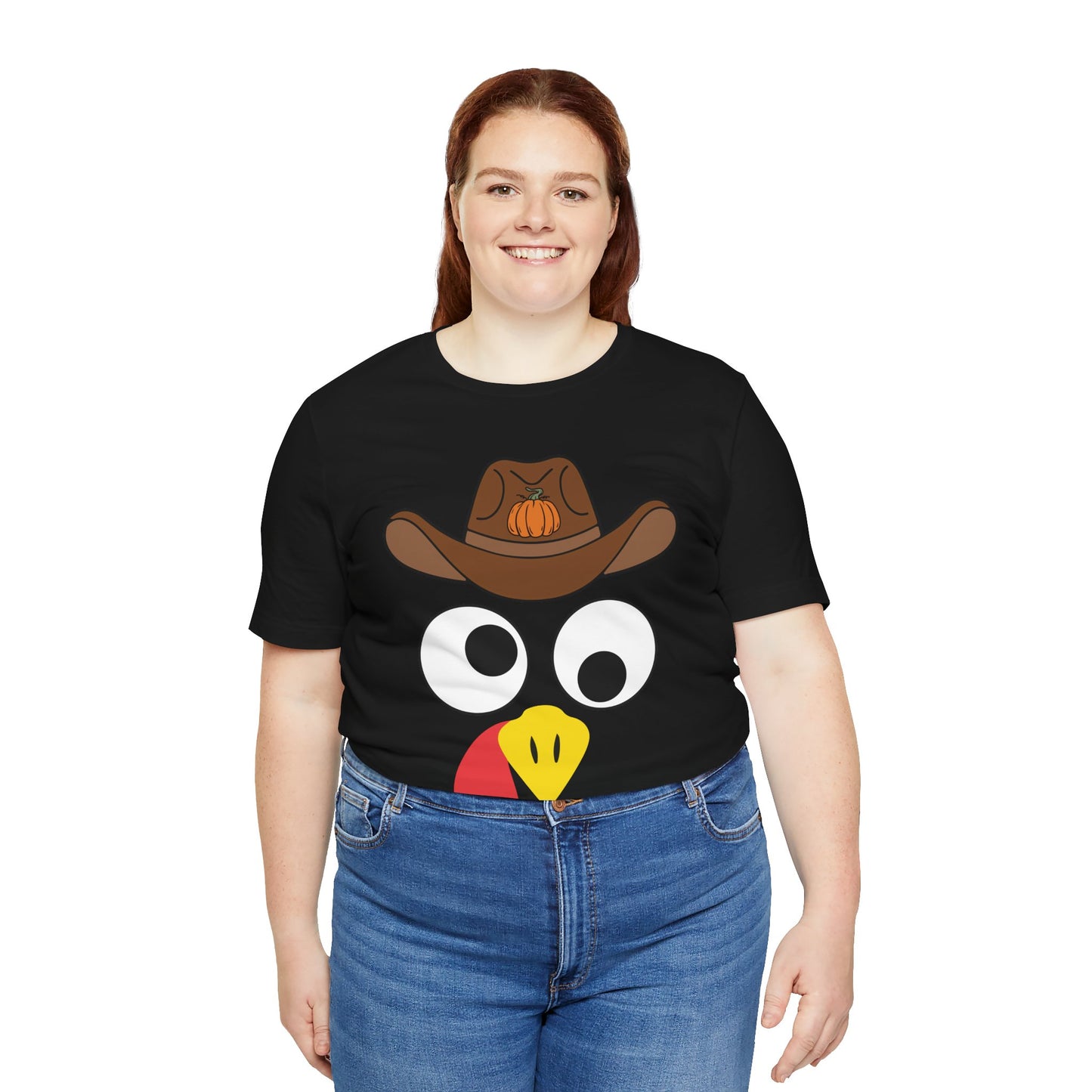 Thanksgiving Couples Turkey Face Shirt – Funny Cowboy & Cowgirl Matching Tee