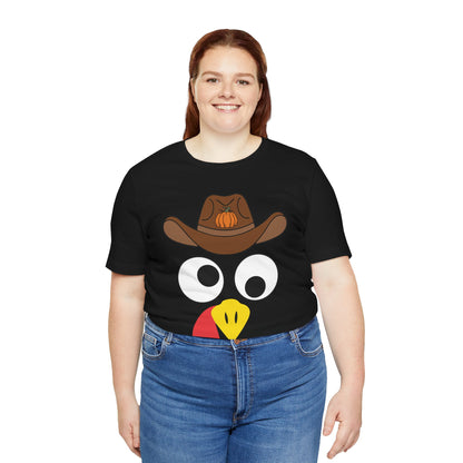 Thanksgiving Couples Turkey Face Shirt – Funny Cowboy & Cowgirl Matching Tee