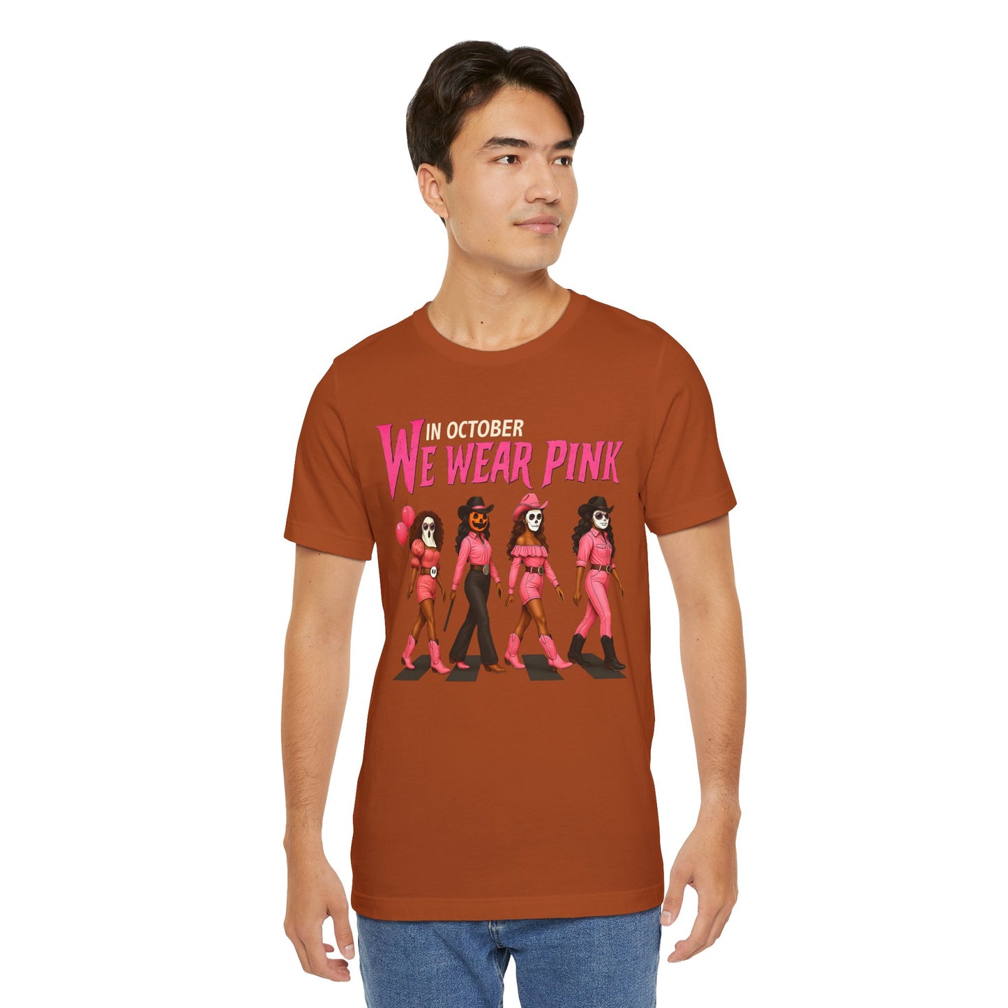 In October We Wear Pink Shirt – Spooky Cowgirl Western Halloween Tee