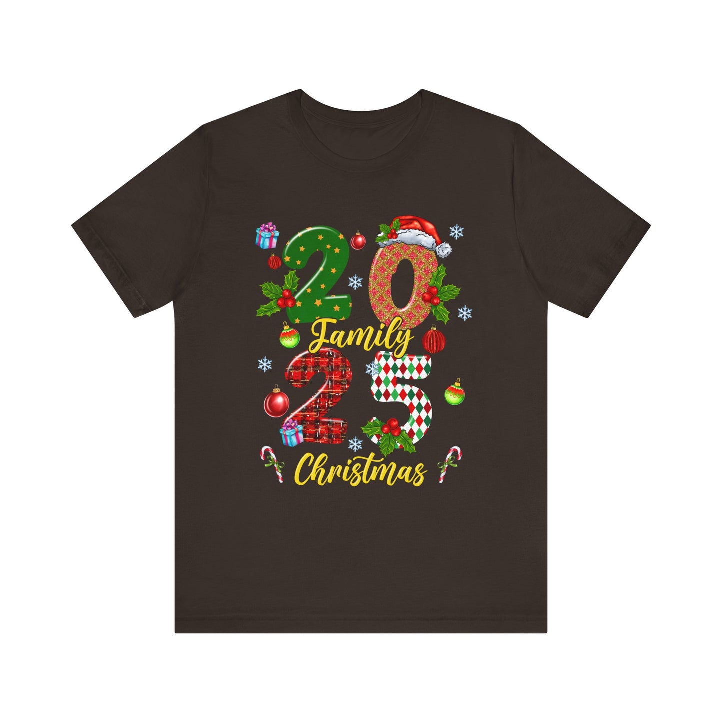 2025 Family Christmas Shirt – Red Plaid Santa Hat Matching Holiday Tee