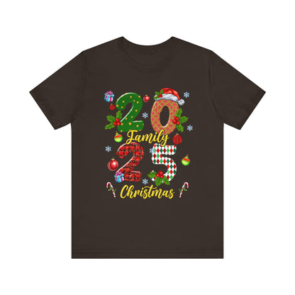 2025 Family Christmas Shirt – Red Plaid Santa Hat Matching Holiday Tee