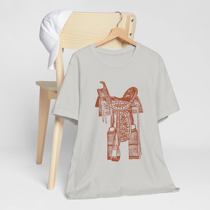 Floral Tooled Saddle Shirt – Western Horse Rodeo Cowgirl Cowboy Tee