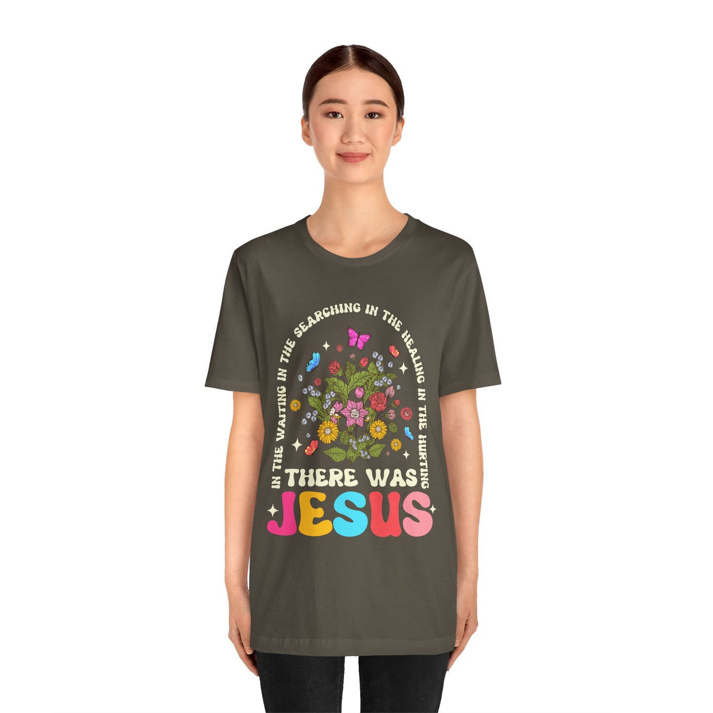 There Was Jesus Shirt – Groovy Floral Retro Christian Worship Lyric Faith Tee