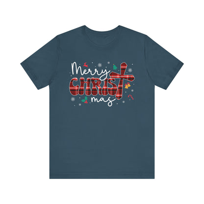 Merry Christmas Cross Shirt – Christian Buffalo Plaid Family Pajama Tee