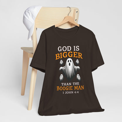 God Is Bigger Than the Boogie Man Shirt – Christian Ghost Halloween Faith Tee