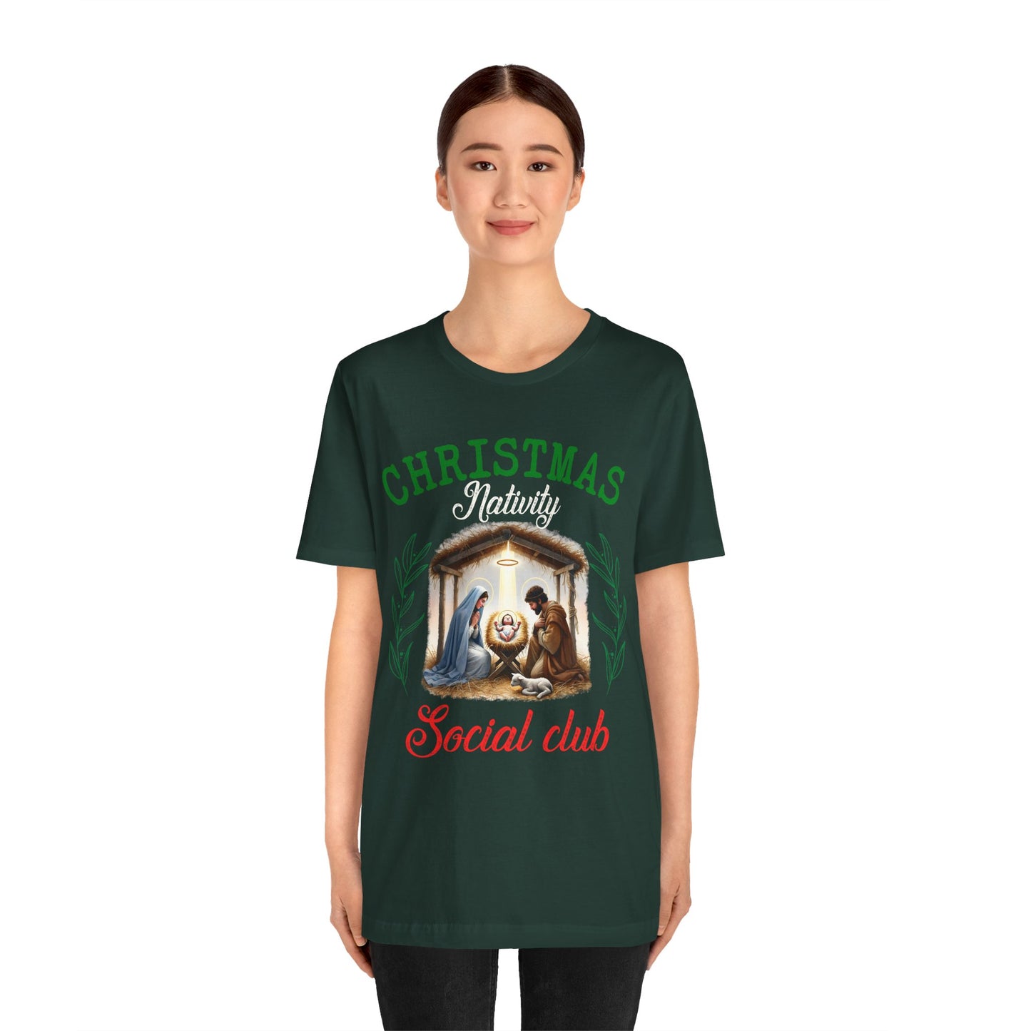Christmas Nativity Social Club Shirt – Christian Nativity Scene Faith Holiday Tee