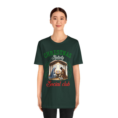 Christmas Nativity Social Club Shirt – Christian Nativity Scene Faith Holiday Tee