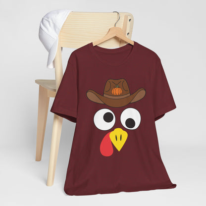Thanksgiving Couples Turkey Face Shirt – Funny Cowboy & Cowgirl Matching Tee