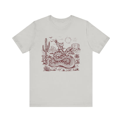 Cowboy Mouse Riding Rattlesnake Shirt – Funny Wild West Rodeo Tee