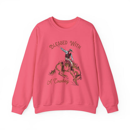 Blessed with a Cowboy Sweatshirt – Retro Christian Western Rodeo Pullover
