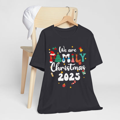 We Are Family Christmas 2025 Shirt – Groovy Snowman & Xmas Tree Matching Tee