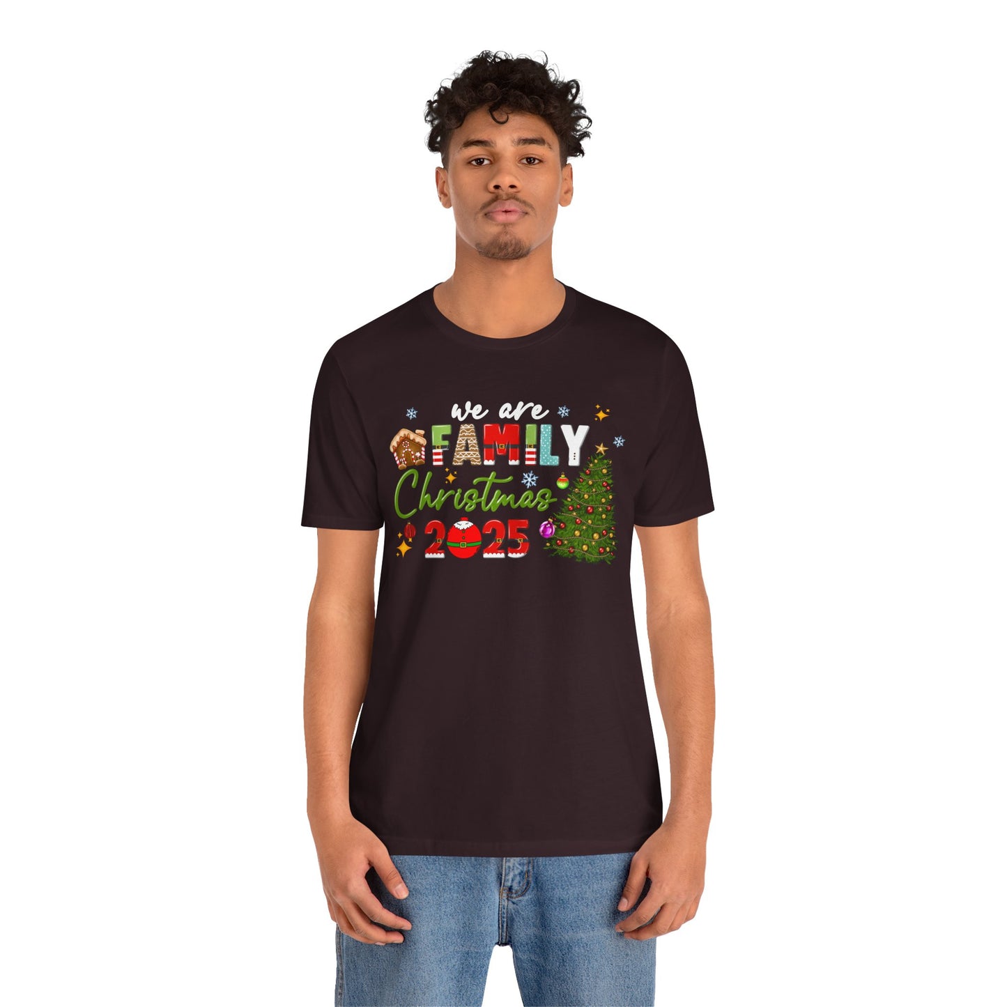 We Are Family Christmas Shirt – Matching Holiday Tee with Christmas Tree Lights