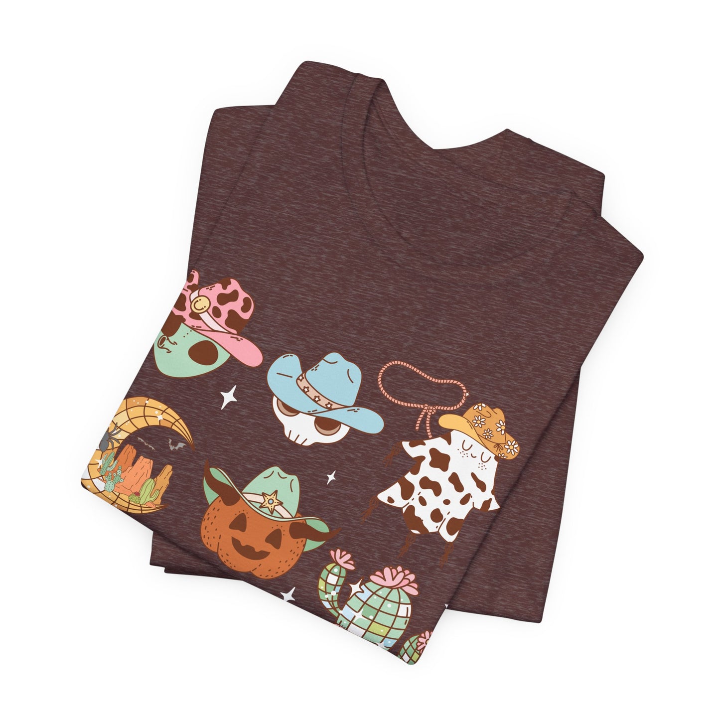 Western Halloween Cowboy Alien Rodeo Skull Spooky Ghost Kids T-Shirt